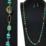 105971, ACRYLIC ACCENT AGATE GEMSTONE LONG NECKLACE