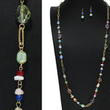 105971, ACRYLIC ACCENT AGATE GEMSTONE LONG NECKLACE