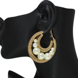 105973, PEARL ACCENT SPRING HOOP EARRING