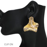 105975, CRUMBLE TEXTURED METAL CLIP ON EARRING