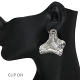 105975, CRUMBLE TEXTURED METAL CLIP ON EARRING