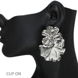 105977, FLORAL METAL CLIP ON EARRING