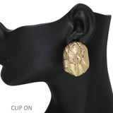 105978, GEOMETRIC TEXTURED METAL CLIP ON EARRING