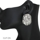 105978, GEOMETRIC TEXTURED METAL CLIP ON EARRING