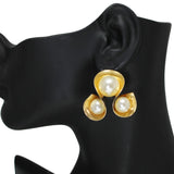 105981, TRIPLE PEARL ACCENT FLOWER BUD EARRING
