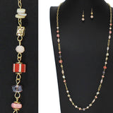 105983, MIX RESIN BEADED LONG NECKLACE