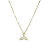 105991, GOLD DIPPED, WHALE TAIL MOTHER OF PEARL PENDANT NECKLACE