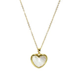 105992, GOLD DIPPED, HEART MOTHER OF PEARL PENDANT NECKLACE