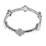 105997, MOTHER OF PEARL, PAVE CLOVER DESIGNER INSPIRED STRETCH BRACELET