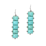 106001, WESTERN RECTANGLE TURQUOISE STONE DANGLE EARRING