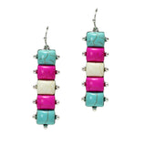 106001, WESTERN RECTANGLE TURQUOISE STONE DANGLE EARRING