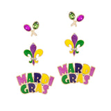 106011, MARDI GRAS THEMED, FLEUR DE LIS STUD EARRING SET
