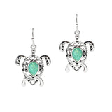 106024, SEA TURTLE SEA GLASS ACCENT DANGLE EARRING