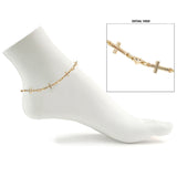 106032, CROSS WITH HEART BALL BEADED ANKLET