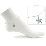 106033, STARFISH ABALONE ACCENT SEA GLASS CHARM ANKLET