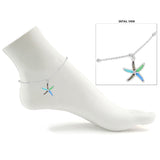106035, STARFISH ABALONE ACCENT SEA GLASS CHARM ANKLET