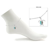 106036, SEA TURTLE ABALONE ACCENT SEA GLASS CHARM ANKLET