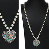 106037, HEART CHARM PEARL BEADED LONG NECKLACE