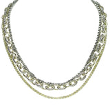 106071, 14K GOLD PLATED, CHAIN MULTI LAYERED DESIGNER INSPIRED NECKLACE