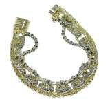 106072, 14K GOLD PLATED, CHAIN MULTI LAYERED DESIGNER INSPIRED MAGNETIC BRACELET