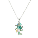 106079, SEA TURTLE ENAMEL, CRYSTAL RHINESTONE ACCENT PENDANT NECKLACE