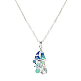 106080, ANCHOR THEMED ENAMEL, CRYSTAL RHINESTONE ACCENT PENDANT NECKLACE