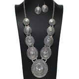 106088, WESTERN THEMED, OVAL ENGRAVED CONCHO LONG NECKLACE