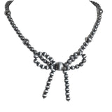 106100, WESTERN THEMED, RIBBON BOW NAVAJO BEADED NECKLACE