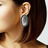 106123, WESTERN THEMED, TEXTURED CONCHO EARRING