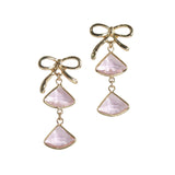 106128, RIBBON BOW ACCENT GEOMETRIC DANGLE EARRING