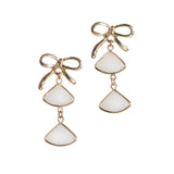 106128, RIBBON BOW ACCENT GEOMETRIC DANGLE EARRING