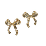 106129, BRASS RIBBON BOW STUD EARRING