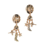 106144, WESTERN THEMED, COWBOY HAT, BOOTS, STEER HEAD AND STAR DANGLE EARRING
