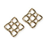 106145, BRASS WAVY WAFFLE STUD EARRING