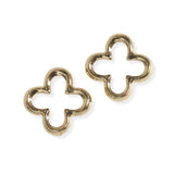 106146, BRASS CUTOUT CLOVER STUD EARRING