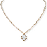 106153, SEMI PRECIOUS STONE CLOVER CHARM WITH BEADED NECKLACE