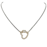 106154, 14K GOLD PLATED, HEART CARABINER LOCK PAVE CUBIC ZIRCONIA ACCENT DESIGNER INSPIRED NECKLACE