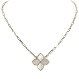 106157, 14K GOLD PLATED, MOTHER OF PEARL CLOVER DESIGNER INSPIRED NECKLACE
