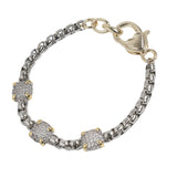 106158, 14K GOLD PLATED, TRIPLE MICRO PAVE CUBIC ZIRCONIA DESIGNER INSPIRED BRACELET