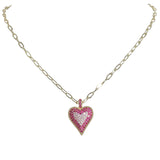106161, 14K GOLD PLATED, HEART PAVE CUBIC ZIRCONIA PENDANT DESIGNER INSPIRED NECKLACE
