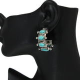 106167, WESTERN OVAL TURQUOISE STONE ACCENT WIDE HOOP EARRING