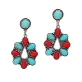 106168, WESTERN THEMED TURQUOISE STONE DANGLE EARRING