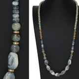 106178, SEMI PRECIOUS STONE ACCENT WITH WOOD BEADED LONG NECKLACE