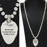 106180, TREE OF LIFE SPOON PENDANT WITH PEARL BEADED LONG NECKLACE