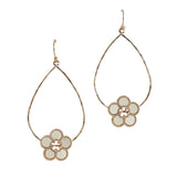 106182, WOOD FLOWER ACCENT TEARDROP DANGLE EARRING