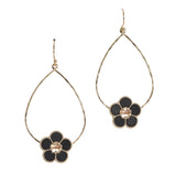 106182, WOOD FLOWER ACCENT TEARDROP DANGLE EARRING