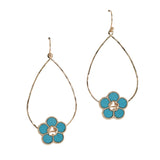 106182, WOOD FLOWER ACCENT TEARDROP DANGLE EARRING