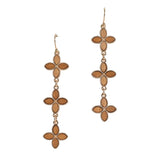 106183, WOOD TRIPLE CLOVER ACCENT DANGLE EARRING