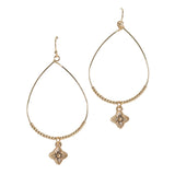 106186, CLOVER CHARM BEADED TEARDROP DANGLE EARRING