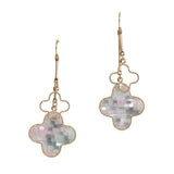 106187, CLOVER GLASS BEADED ACCENT DANGLE EARRING